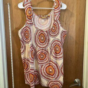Size 26/28 - Avenue - White and Orange Sleeveless Knit Pullover